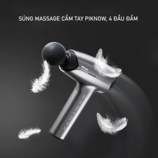  Súng massage cầm tay CHÍNH HÃNG Piknow, 4 đầu đấm , sạc Type-C