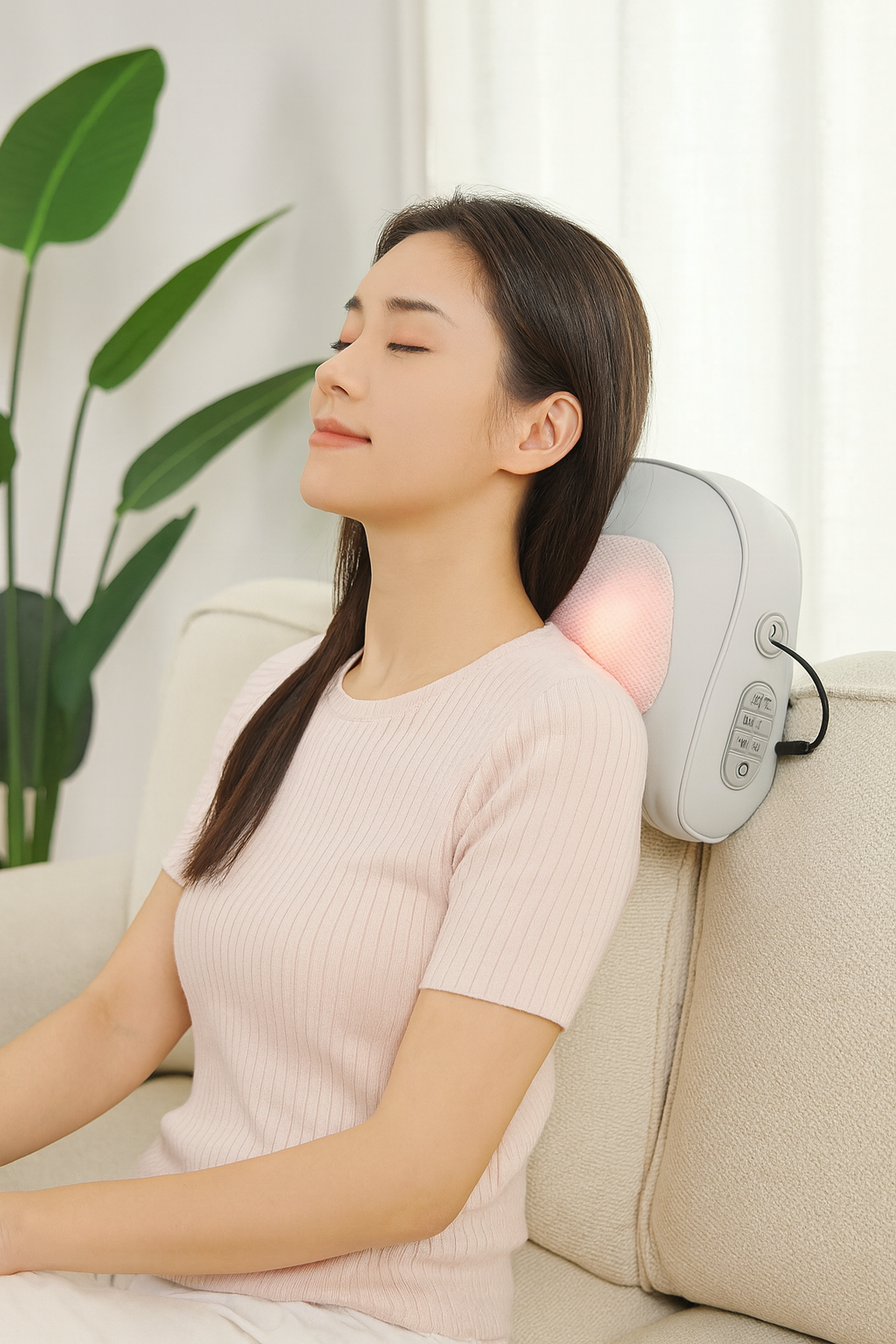 Gối Massage Cổ Vai Gáy Hồng Ngoại Thế Hệ Mới CHƯỜM NÓNG
