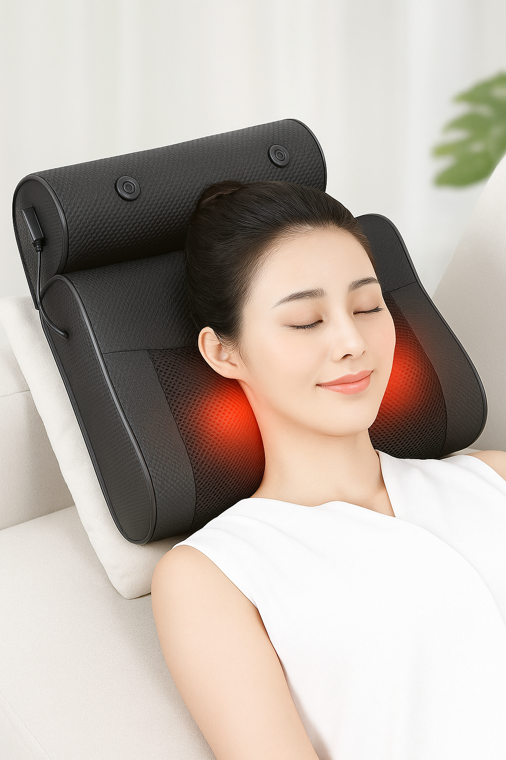 Gối massage lưng đa năng AUX AB01 - O, bi đá nóng, bảng điều khiển liền