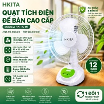 [ GIAO HOẢ TỐC HÀ NỘI ] Quạt tích điện để bàn HKITA - Siêu bền, tích hợp đèn LED chiếu sáng, trang bị thêm cổng sạc USB