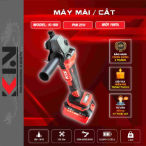 Máy mài, cắt Kin K-100 pin 21v đường kính lưỡi 100mm (m10) không chổi than 