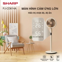 Quạt Sharp PJ-CD614A, động cơ DC, 32 chế độ gió, quay 360°, tạo ion âm, làm sạch không khí